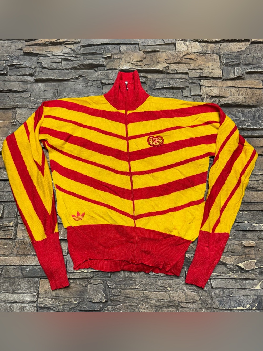 Carlo Gruber Adidas Full Zip Knit Sweater Jacket Adult Women Small Red Yellow